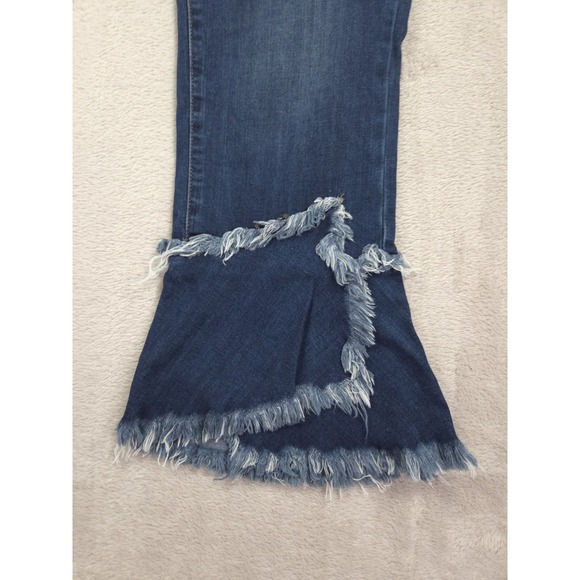 Judy Blue Jeans Womens 7 28 Crop Flare Leg Denim Frayed Hem - Picture 4 of 9